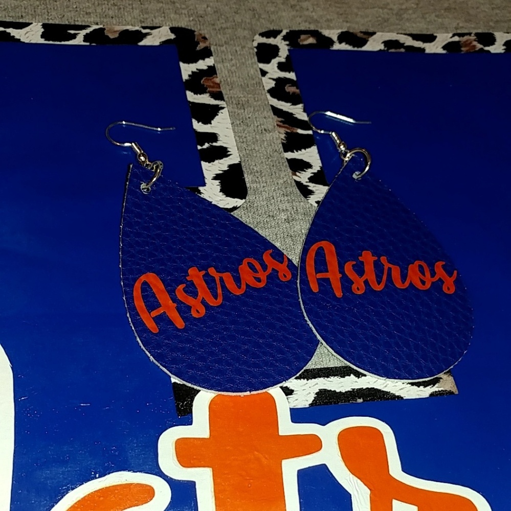 Astros faux leather earrings